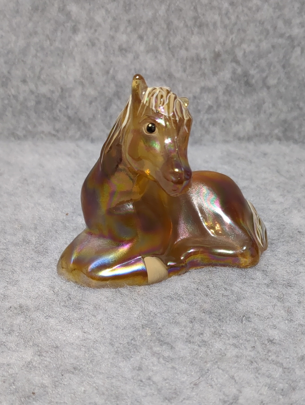 Fenton Horse Autumn Gold Iridescent Hand Painted & Signed